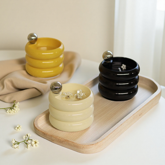 Multi-Color Ceramic Jewelry Storage Box with Rotating Layers