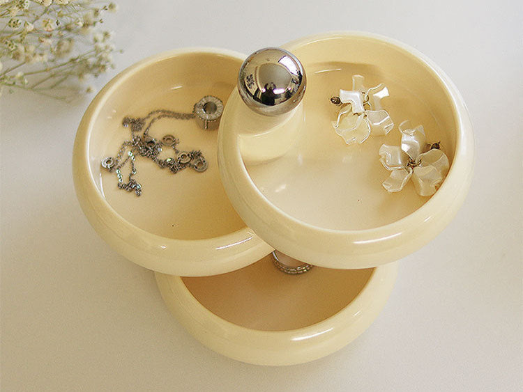 Multi-Color Ceramic Jewelry Storage Box with Rotating Layers
