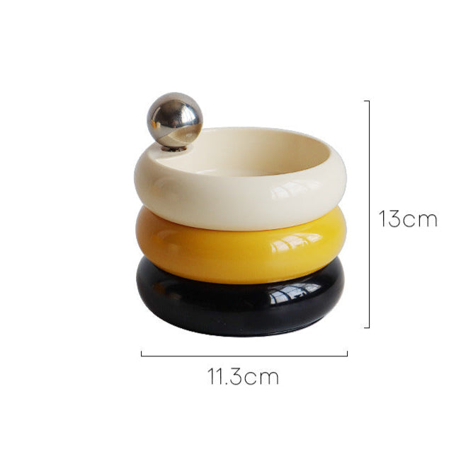 Multi-Color Ceramic Jewelry Storage Box with Rotating Layers